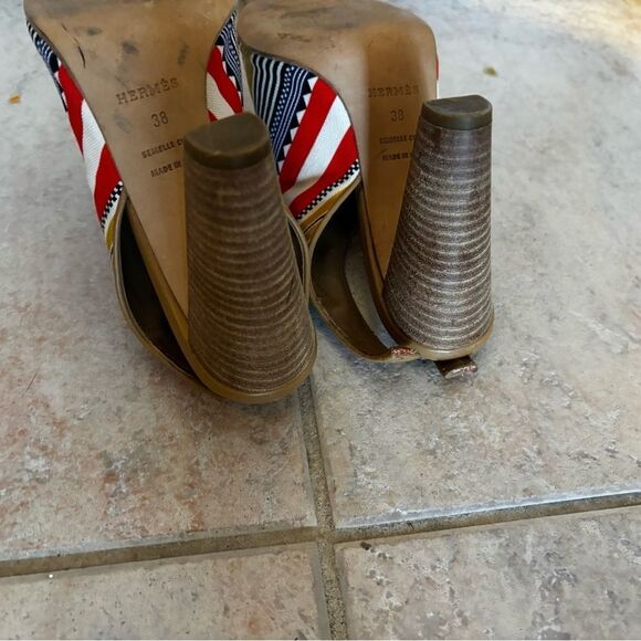 Hermes handbag design heels multicolor sandals SEMELLE CUIR Ankle Strap Shoes - Picture 8 of 8